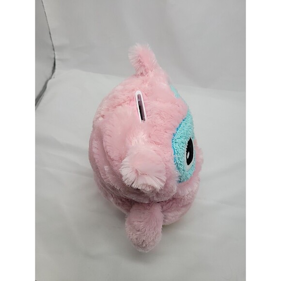 8" FAB.NY pink, turqois & yellow plush owl bank - Picture 13 of 15